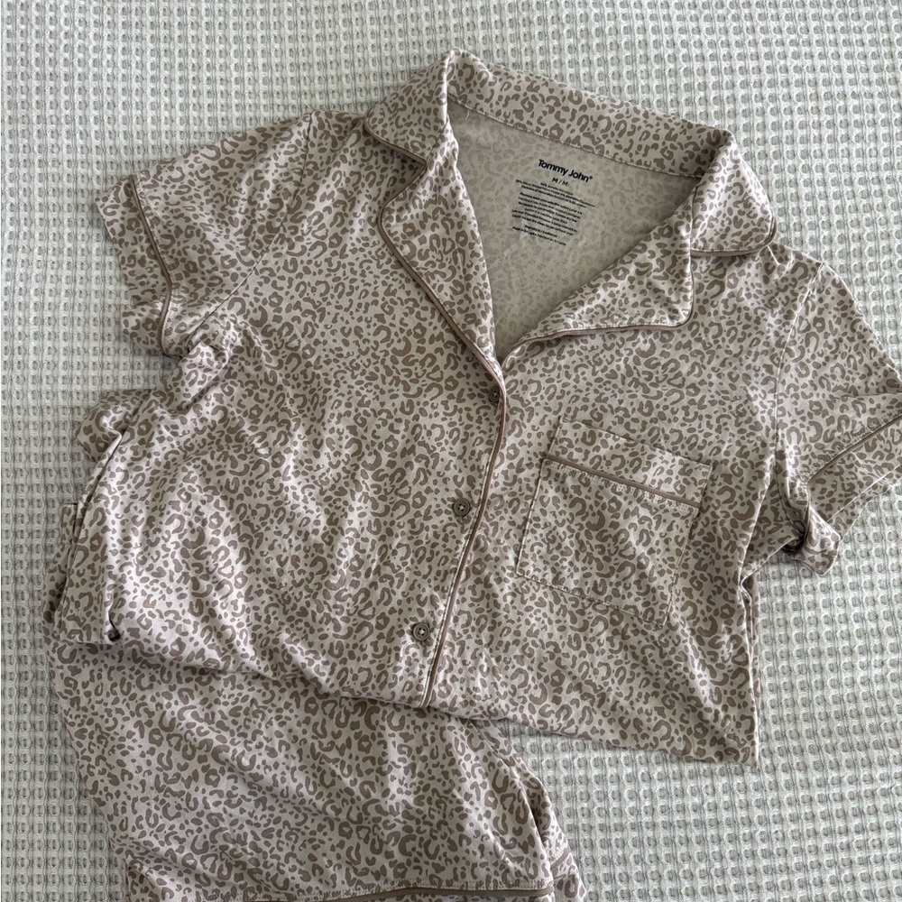 Tommy John Animal Print Pajama Set - Cream and Brown